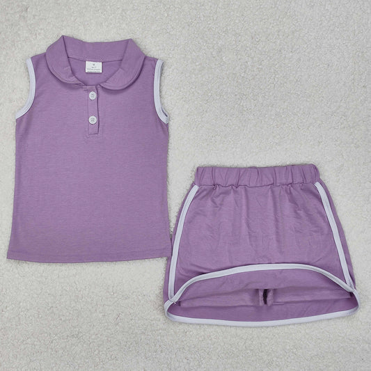 Baby Girls Clothes Lavender Pullover Top Sports Shorts Sets GSD1976 3.11