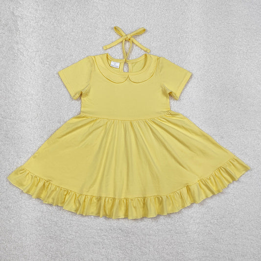 Baby Girls Dress Yellow Collar Ruffle Knee Length Dresses GSD1916 3.7