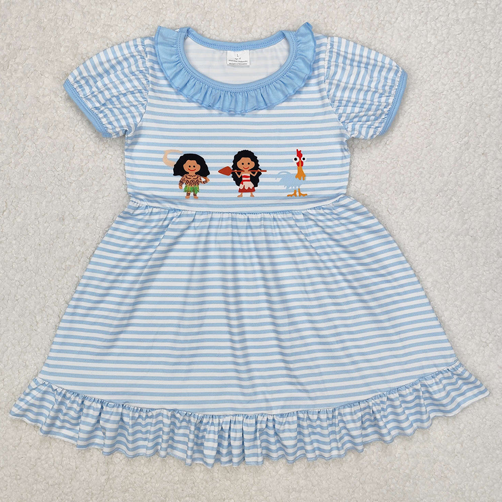 Baby Girls Dress Blue Stripes Princess Knee Length Dresses GSD1582 3.7