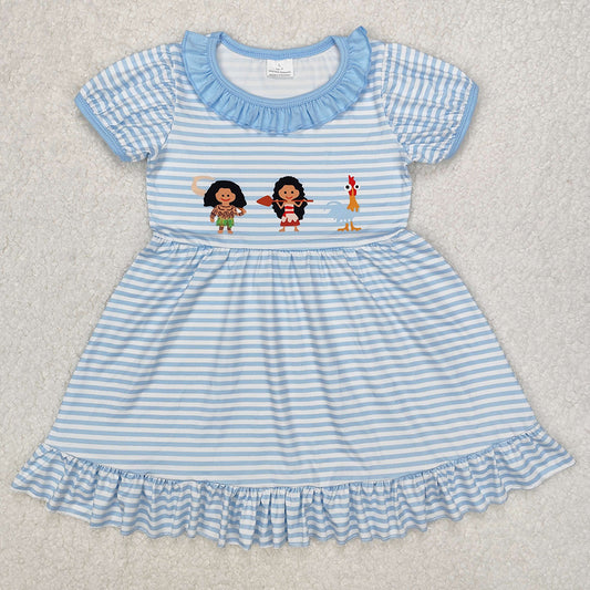 Baby Girls Dress Blue Stripes Princess Knee Length Dresses GSD1582 3.7