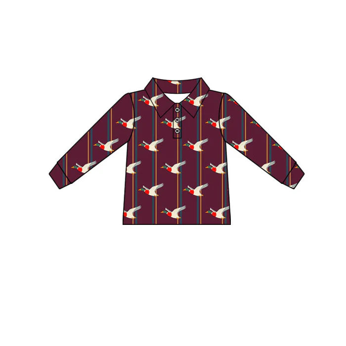 Preorder(moq 5) Baby Boys Ducks Plaid Button Polo Shirts Top 10.30