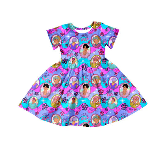 Preorder(moq 5) Baby Girls Flowers Saja Boys Demon Hunter Knee Length Dresses 11.13