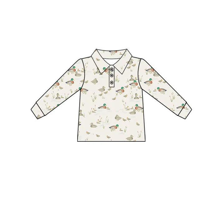 Preorder(moq 5) Baby Boys Ducks Plaid Button Polo Shirts Top 10.30