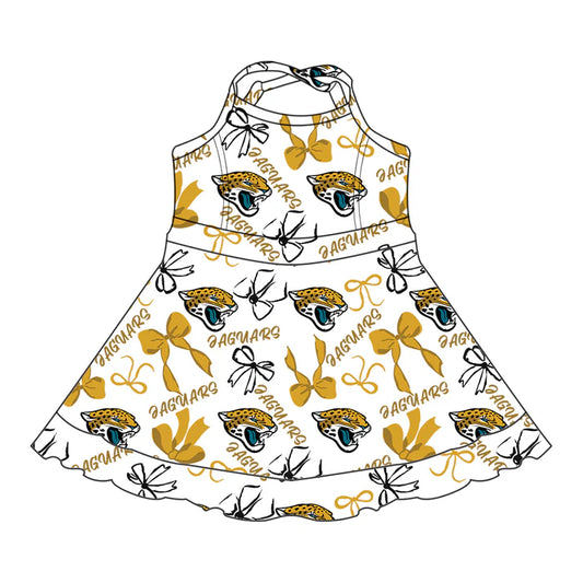 Preorder (moq 5)Baby Girls Strap Eaguars Bows Plaid Shorts Ruffle Team Knee Length Dresses 6.30