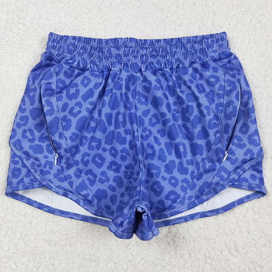 Adult Women Shorts Blue Leopard Yoga Summer Shorts SS0470 5.8