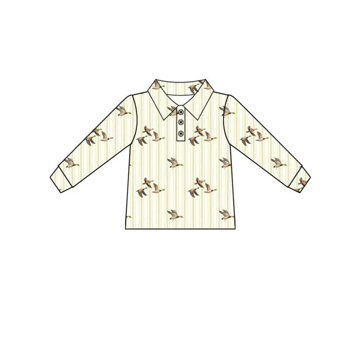 Preorder(moq 5) Baby Boys Ducks Plaid Button Polo Shirts Top 10.30