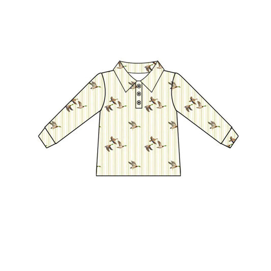 Preorder(moq 5) Baby Boys Ducks Plaid Button Polo Shirts Top 10.30