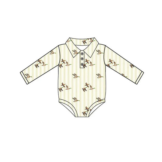 Preorder (moq 5)Baby Boys Ducks Plaid Button Rompers 10.18