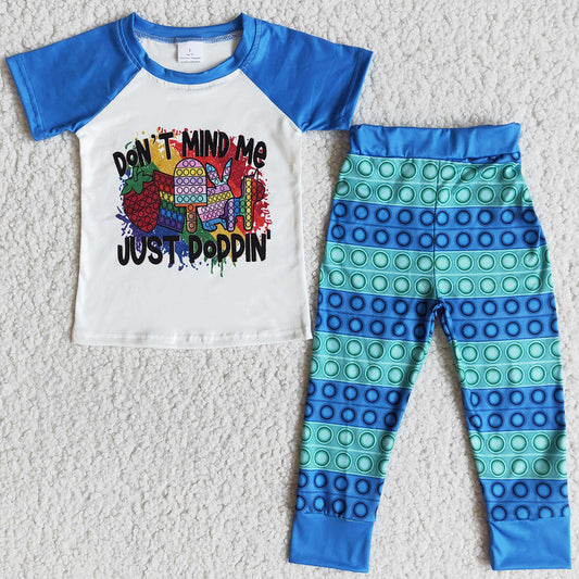 Fashion Kids Clothes Boys Outfits Just Popping Boys Clothing Short Sleeve Pants Sets E10-29