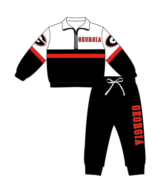 Preorder (moq 5)Baby Boys Georgia Zipper Pullover Jogger Pants Team Clothes Set 1.6