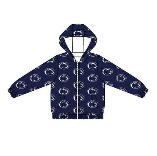 Preorder (moq 5)Baby Boys Navy Long Sleeves Leopards Plaid Hoodies Cardigan Jackets Top 7.25
