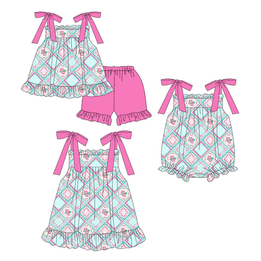 Preorder (moq 5)Baby Girls Clothes Flower Sibling Sister Baby Rompers Girls Dress
