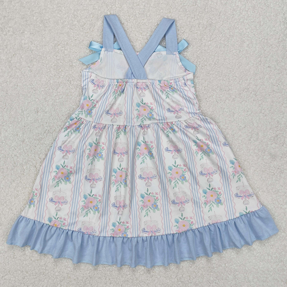 Baby Girls Dress Flowers Cakes Straps Bows Knee Length Dresses GSD1946 3.10