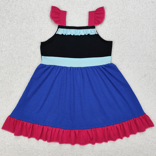 Baby Girls Dress Princess Blue Flutter Sleeve Knee Length Dresses GSD1880