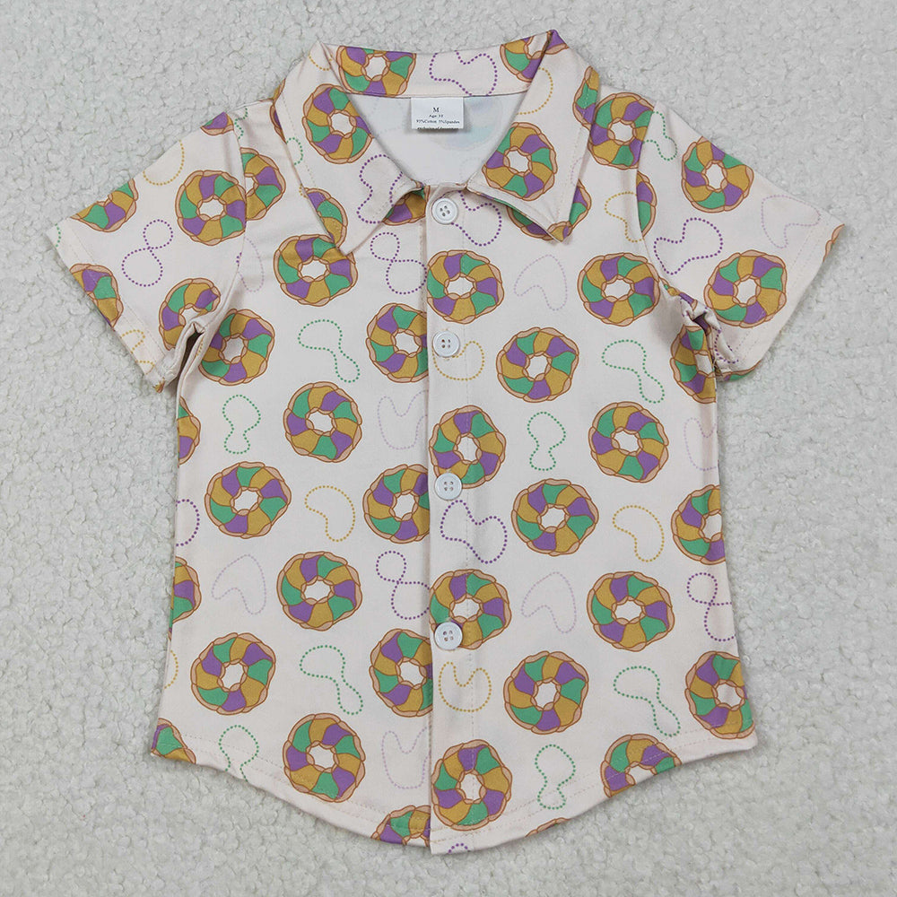Baby Boys T-shirts Short Sleeve Donuts Button Mardi Gras Tee Shirts Top BT1372 10.3