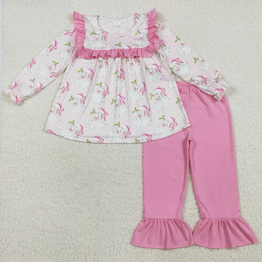 Baby Girls Clothes Christmas Pink Santa Claus Tunic Ruffle Pants Sets GLP2345 7.9