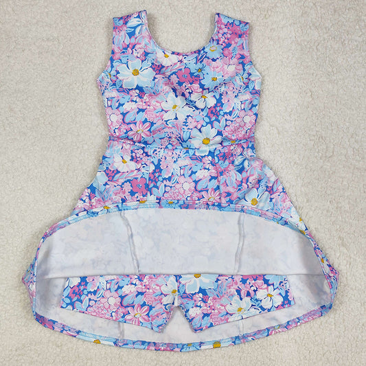 Baby Girls Dress Purple Flowers Sleeveless Athletic Dresses GSD1845