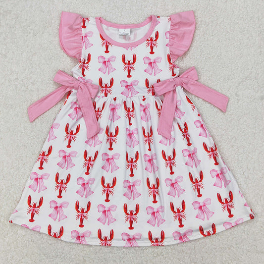 Baby Girls Dress Pink Bows Crawfish Knee Length Dresses GSD1890 3.13