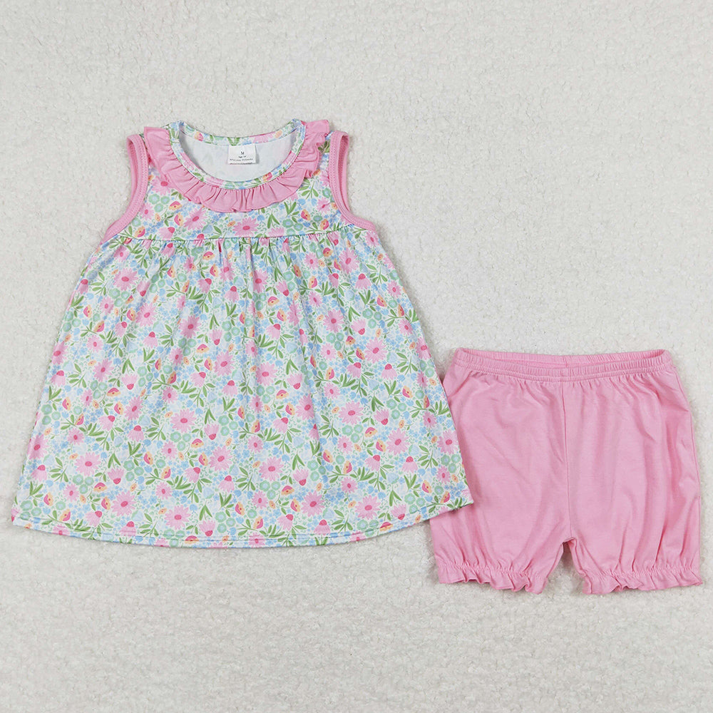 Flower Print Baby Girls Clothes Summer Shorts Sets GSSO0825