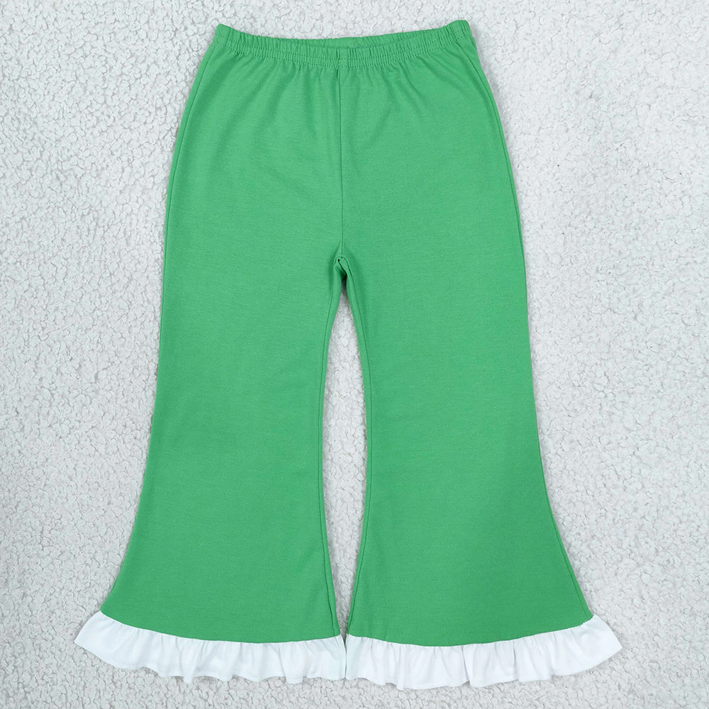 Baby Girls Pants Green White Ruffle Flare Pants Bottom P1168