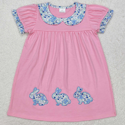 Baby Girls Dress Pink Rabbits Easter Knee Length Dresses GSD1615
