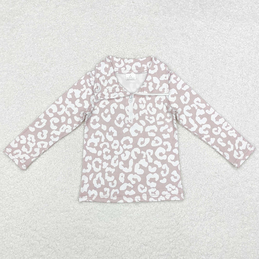 Baby Girls Clothes Tops Leopard Zip Pullovers Tops GT0720