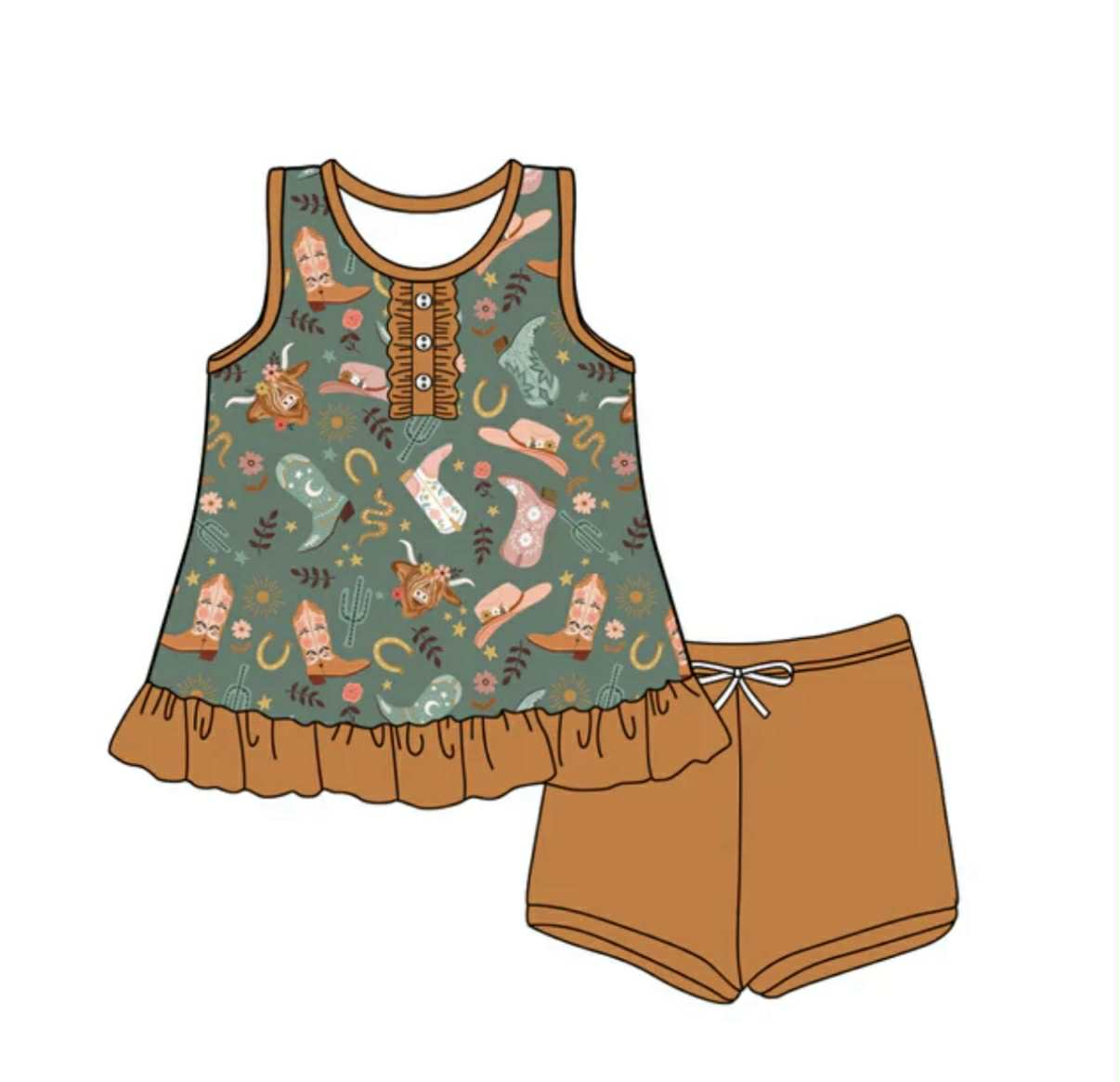 Preorder (moq 5)Baby Girls Clothes Western Outfits