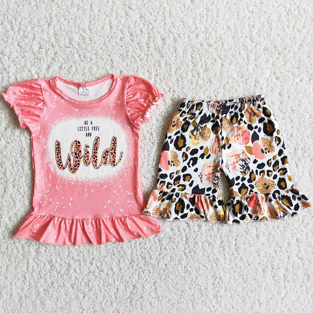 Boutique Baby Girls Clothing Flower Printed Cute Little Girls Summer Clothes Set D12-18