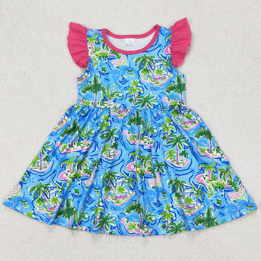 Baby Girls Dress Tree Flutter Sleeve Pearl Knee Length Dresses GSD1928 3.19