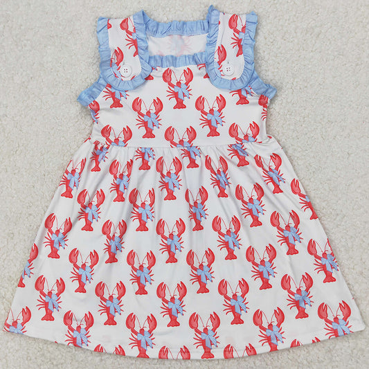 Baby Girls Dress Crawfish Bows Straps Knee Length Dresses GSD1955 3.24