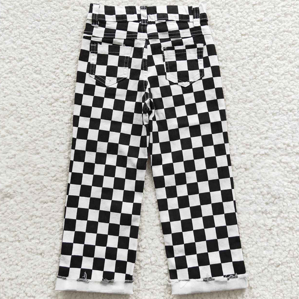 Baby Boys Jeans Black Check Denim Cool Pants P0122