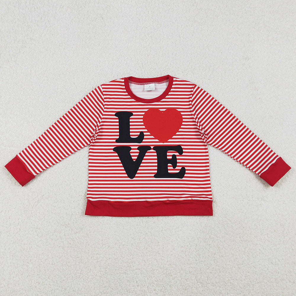 Baby Girls T-shirts Red Stripe Love Heart Valentine Tee Shirts Top GT1235 11.1