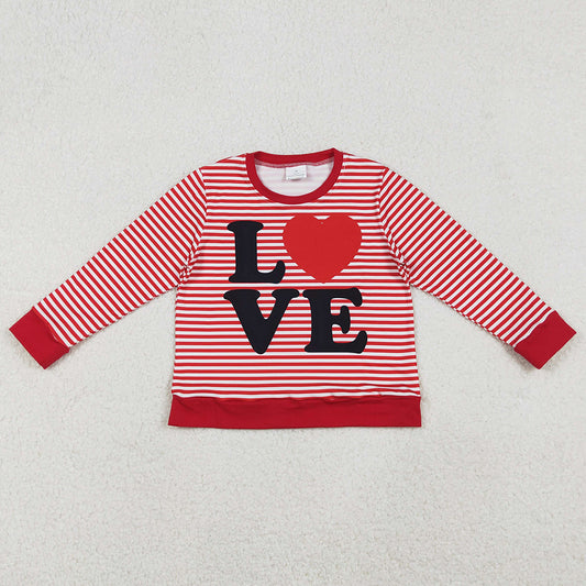 Baby Girls T-shirts Red Stripe Love Heart Valentine Tee Shirts Top GT1235 11.1