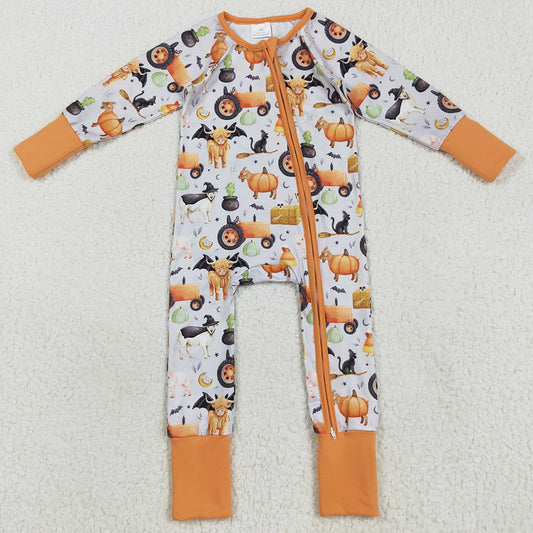 Baby Girls Rompers Farm Bats Pumpkins Halloween Zipper Footie Rompers LR2444 8.9