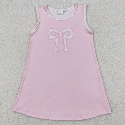 Baby Girls Dress Pink Bows Print Sleeveless Knee Length Dresses GSD2157 3.25