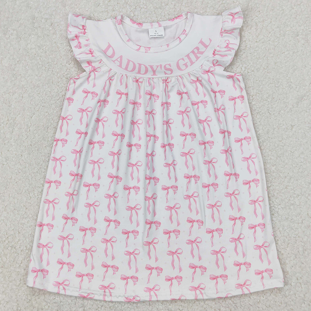 Baby Girls Dress Daddy's Girl Bows Flutter Sleeve Knee Length Dresses GSD2054 3.28