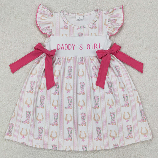 Baby Girls Dress Western Daddy's Girl Bows Knee Length Dresses GSD2053