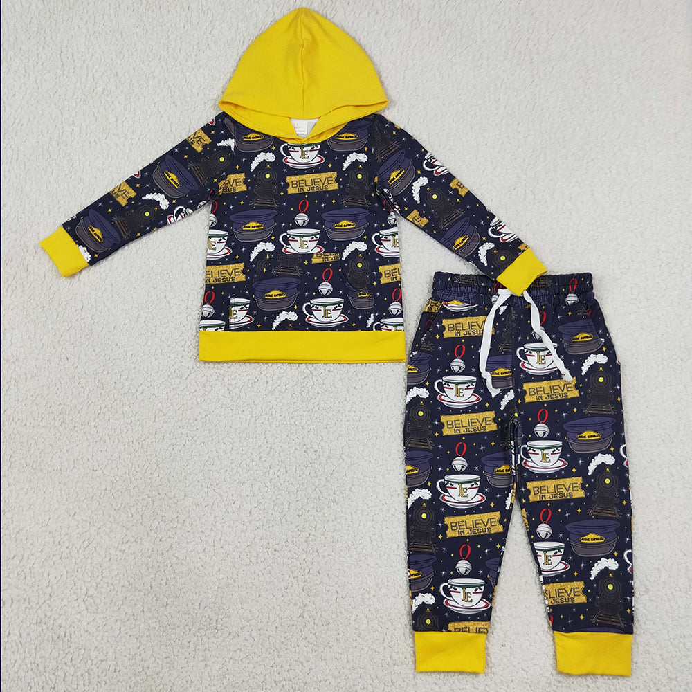 Baby Boys Clothes Believe in Jesus Hoodie Pockets Jogger Clothes Sets BLP1552