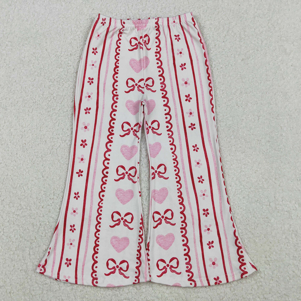 Baby Girls Pants Bows Hearts Flowers Stripe Valentine Flare Pants Bottom P0894 11.1