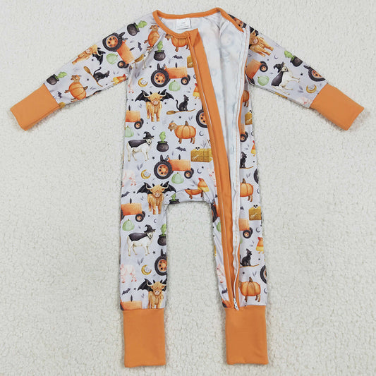 Baby Girls Rompers Farm Bats Pumpkins Halloween Zipper Footie Rompers LR2444 8.9