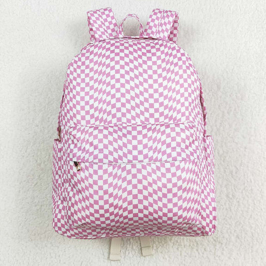 Baby Kids Girls Backpacks Pink Checkered Backpack Zip Back Bags BA0245