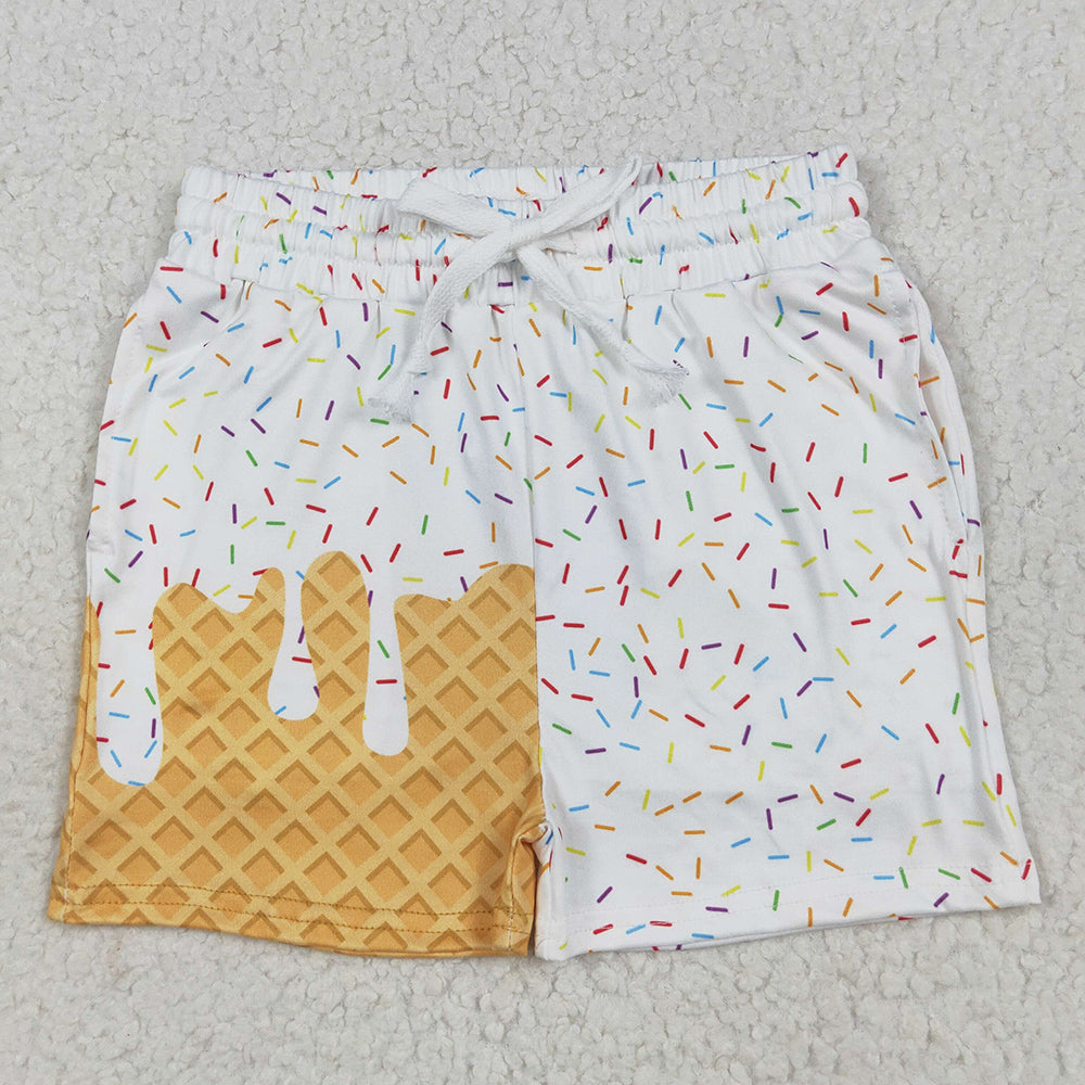 Baby Boys Shorts White Ice Cream Drip Summer Shorts Bottoms SS0625 7.8