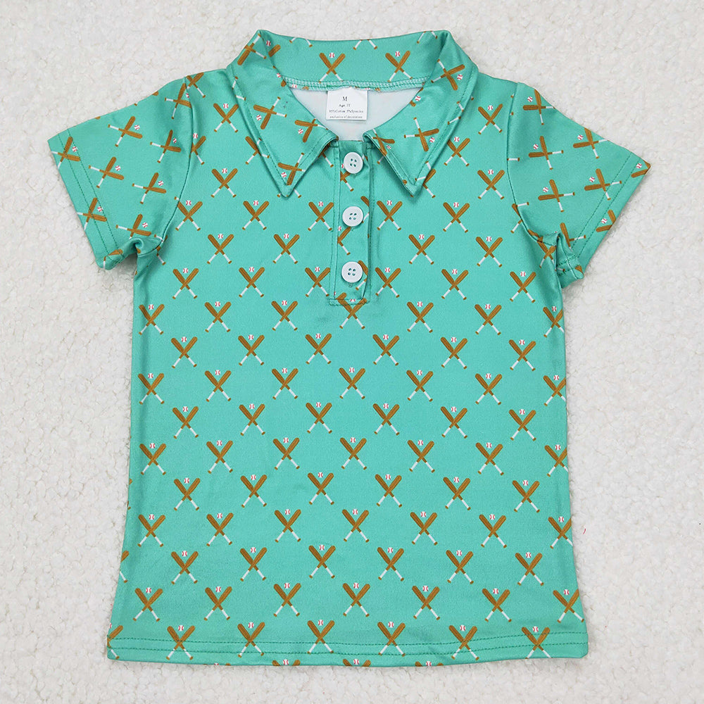 Baby Boys T-shirts Baseball Bats Green Short Sleeve Tee Shirts Tops BT1119 3.17