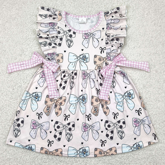 Baby Girls Dress Pink Dog Bows Knee Length Dresses GSD1640 4.9