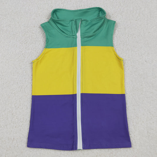 Baby Boys Vest Sleeveless Mardi Gras Patchwork Zip Tops Vests BT1157 10.3