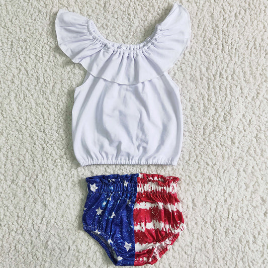 Baby Girl Bummies 4th Of July Girls Clothing Cute Bummies Set NC0001