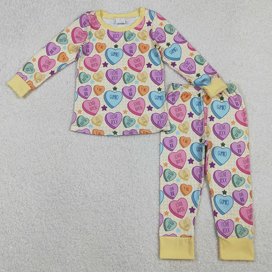 Baby Girls Pajamas Colorful Hearts Stars Top Pant Valentine Pajamas Sets GLP2981 11.3