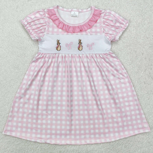 Baby Girls Dress Pink Easter Rabbit Bows Knee Length Dresses GSD1583
