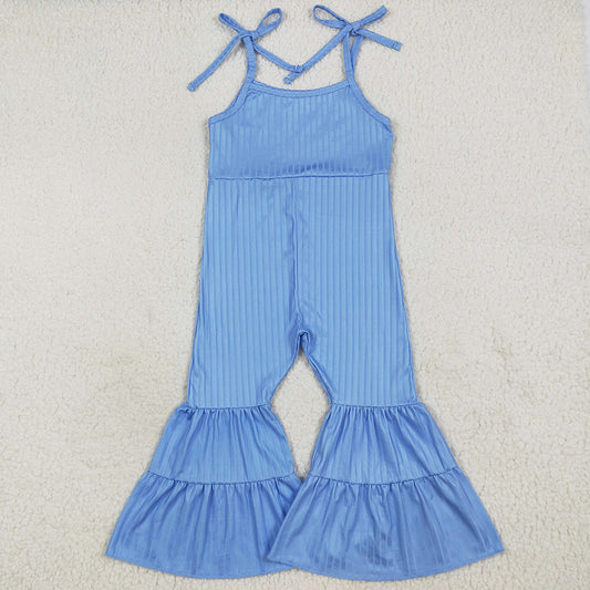 Baby Girls Jumpsuits Blue Strap Bell Bottom Ribbed Jumpsuits SR3159 7.10