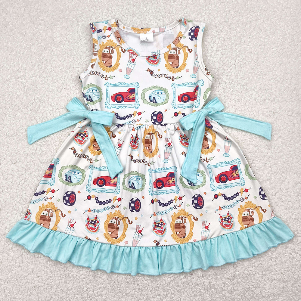 Baby Girls Dress Car Bows Knee Length Dresses GSD2061 4.29